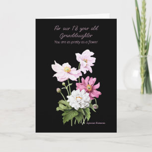 Carte Petite-fille 18e anniversaire Anémones japonais