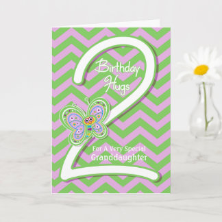 Carte Petite-fille 2e anniversaire papillon Hugs