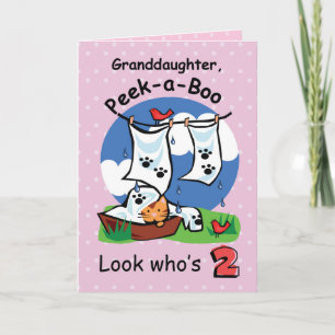 Carte Petite-fille 2e anniversaire, Peek-a-Boo Kitten