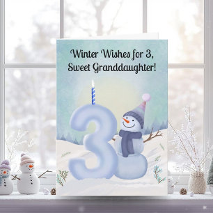 Carte Petite-fille 3e anniversaire Bonhomme de neige Nei