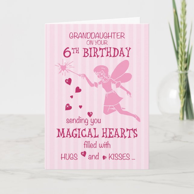 Carte Petite-fille 6e anniversaire Magique Fairy Rose (Devant)