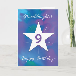 Carte Petite-fille 9e anniversaire White Shining Star
