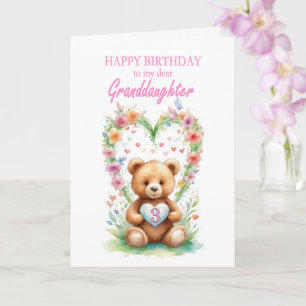 Carte Petite-fille Âge 3 Teddy Bear
