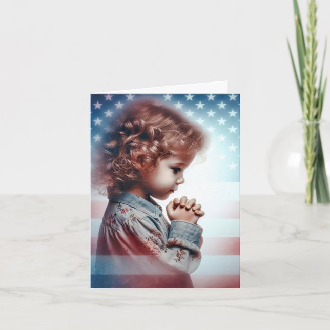 Carte Petite fille américaine priant (Devant)
