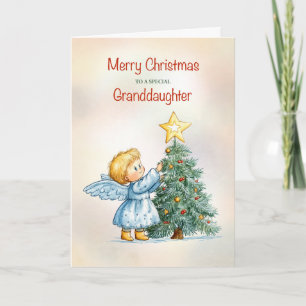 Carte Petite-fille Ange de Noël Douce et Sincère