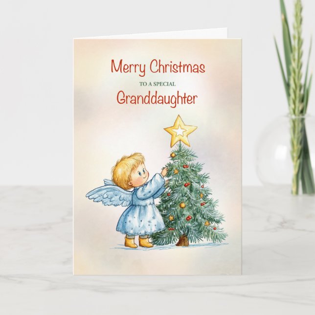 Carte Petite-fille Ange de Noël Douce et Sincère (Devant)