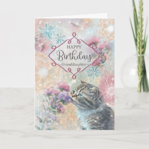 Carte Petite-fille Anniversaire Collage Kitty and Flower