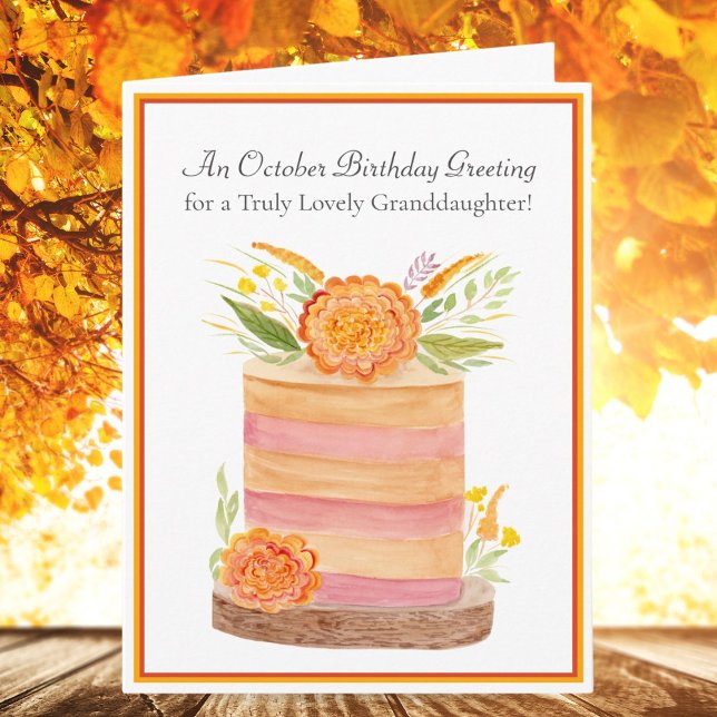 Carte Petite-fille Anniversaire d'Octobre Souci sur Gâte (Créateur téléchargé)