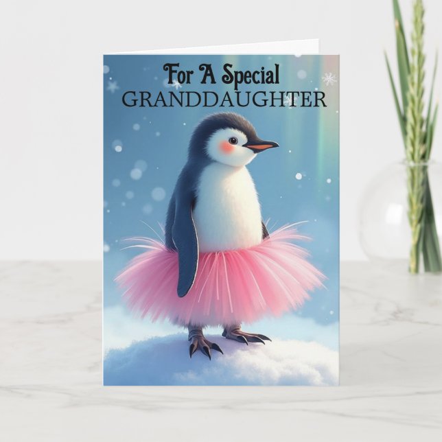 Carte Petite-fille Anniversaire mignonne Ballerina Pengu (Devant)