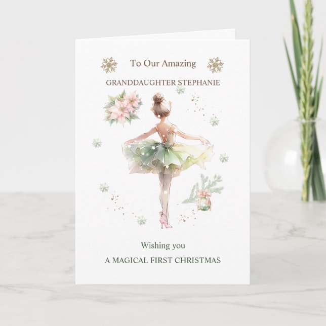Carte Petite-fille Ballerina Noël (Devant)