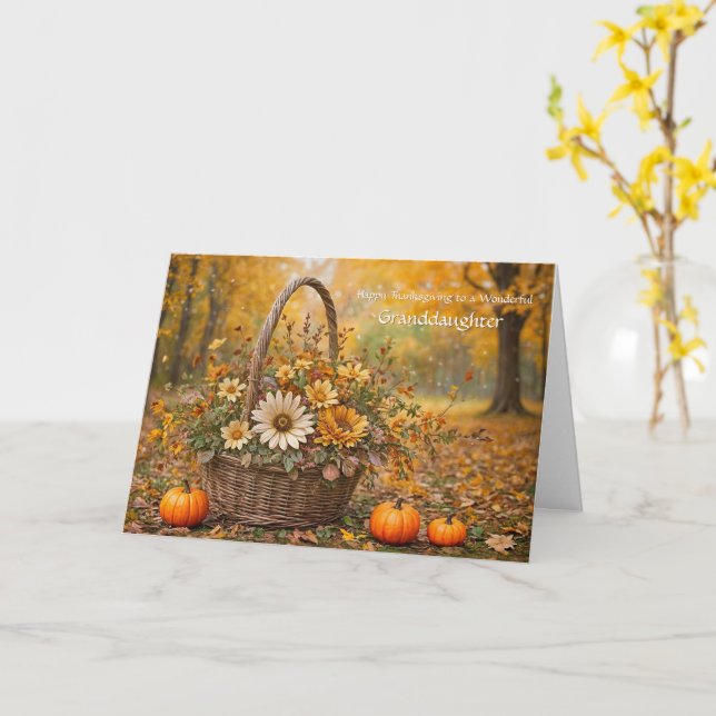 Carte Petite-fille Bon thanksgiving Feuilles d'automne (Fleur jaune)