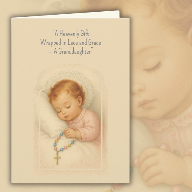 Carte Petite-fille Chapelet Catholique Bébé Fille (Créateur téléchargé)