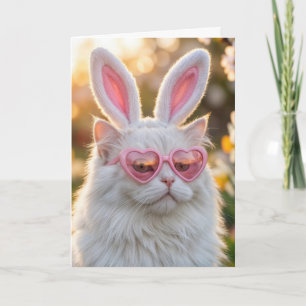Carte Petite-fille Chat de Pâques avec Oreilles de Lapin