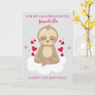 Carte Petite-fille Cinquième Anniversaire Mignon Paresse