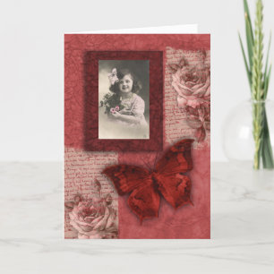 Carte Petite fille collage, Anniversaire