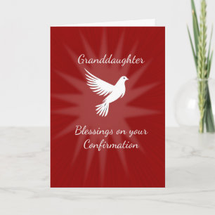 Carte Petite-fille Confirmation Religieuse Colombe Rouge