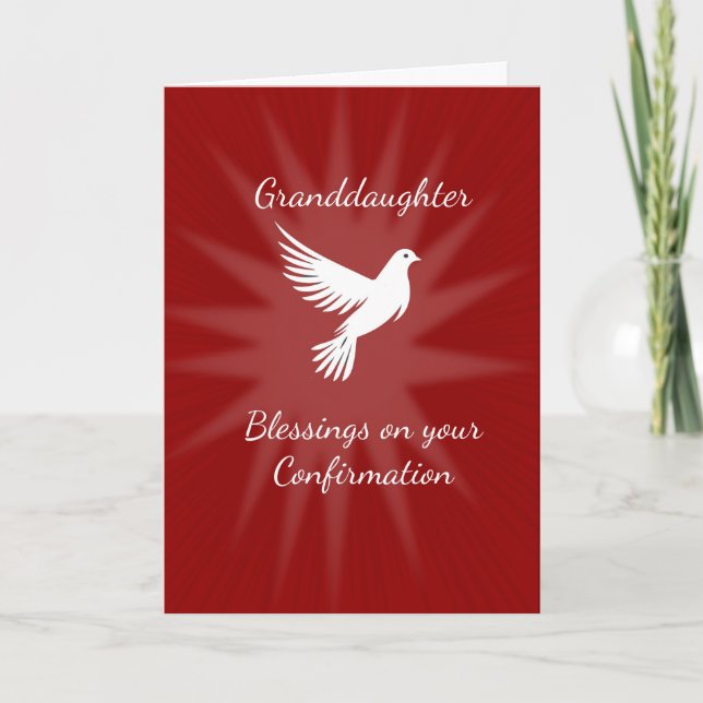 Carte Petite-fille Confirmation Religieuse Colombe Rouge (Devant)