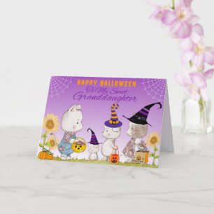 Carte Petite-fille Cute Chats et Chiens Halloween