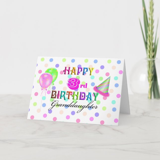 Carte Petite-fille du 3e anniversaire (Devant)