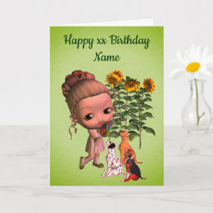Carte Petite Fille Et Marionnettes Anniversaire Personna