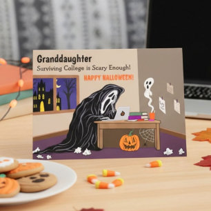 Carte Petite-fille Faucheuse Loin Université Halloween