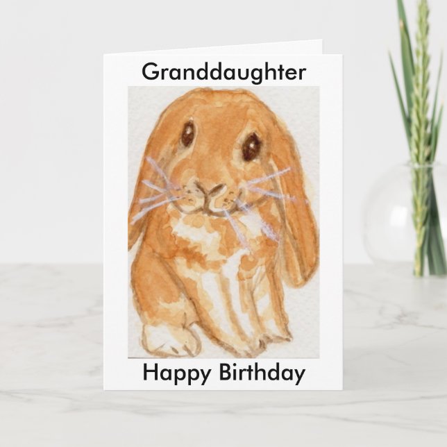 Carte Petite-fille Grandson anniversaire lapin personnal (Devant)