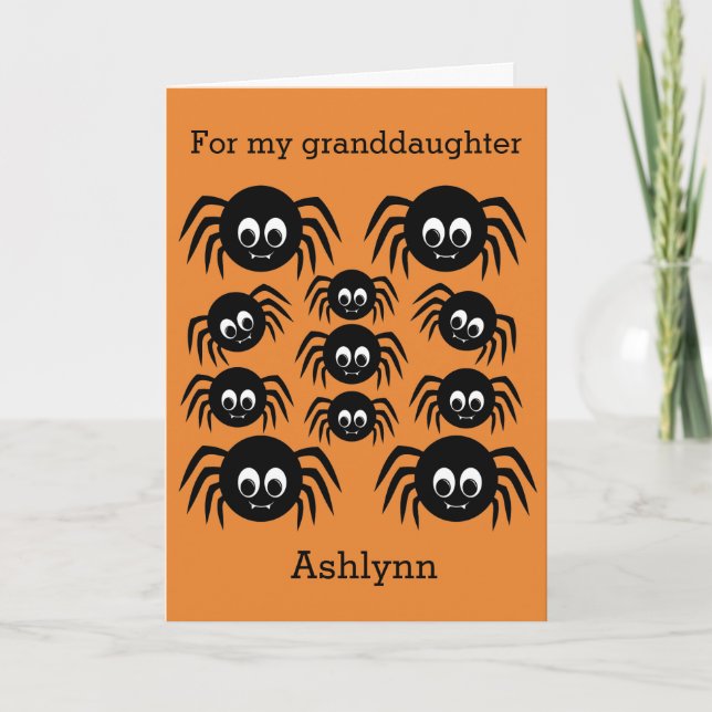 Carte Petite-fille Halloween araignée (Devant)