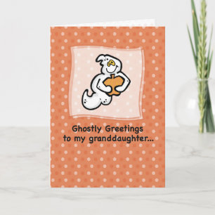 Carte Petite-fille Halloween mignonne Ghoost salutations