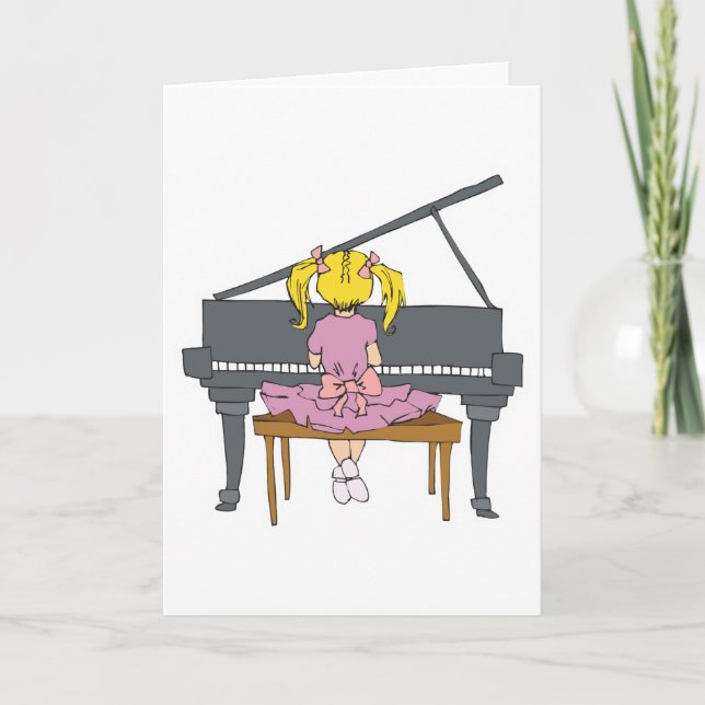Carte petite fille jouant au piano (Devant)