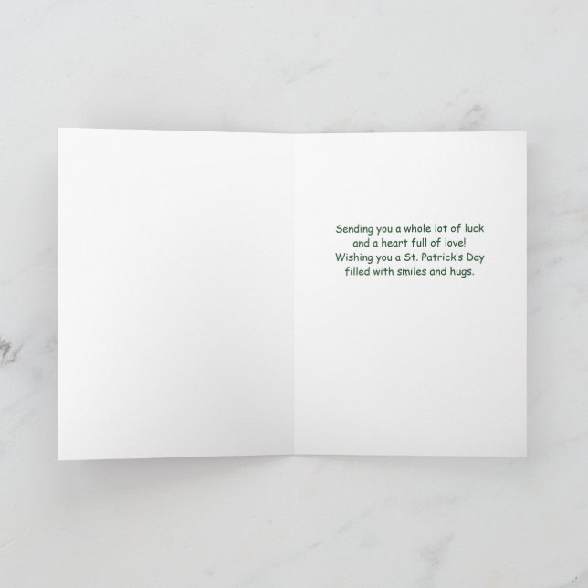Carte Petite Fille Jour de la Saint-Patrick Girafe Migno (Intérieur)