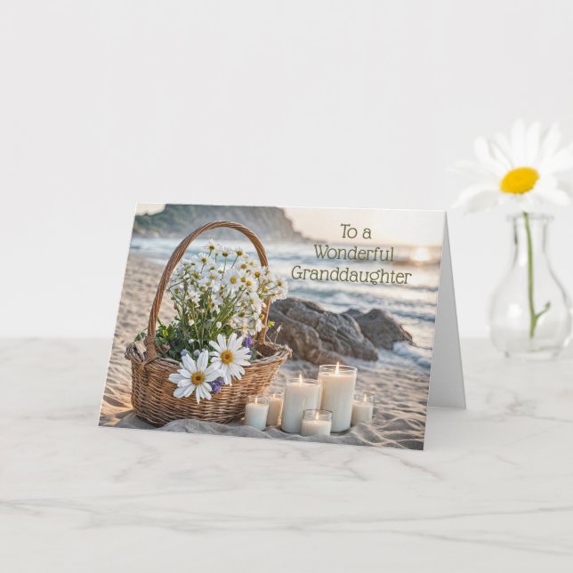 Carte Petite-fille Joyeuse Fête des Mères avec des bougi (Petite plante)