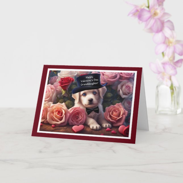 Carte Petite-fille Joyeuse Saint-Valentin avec un mignon (Orchidée)