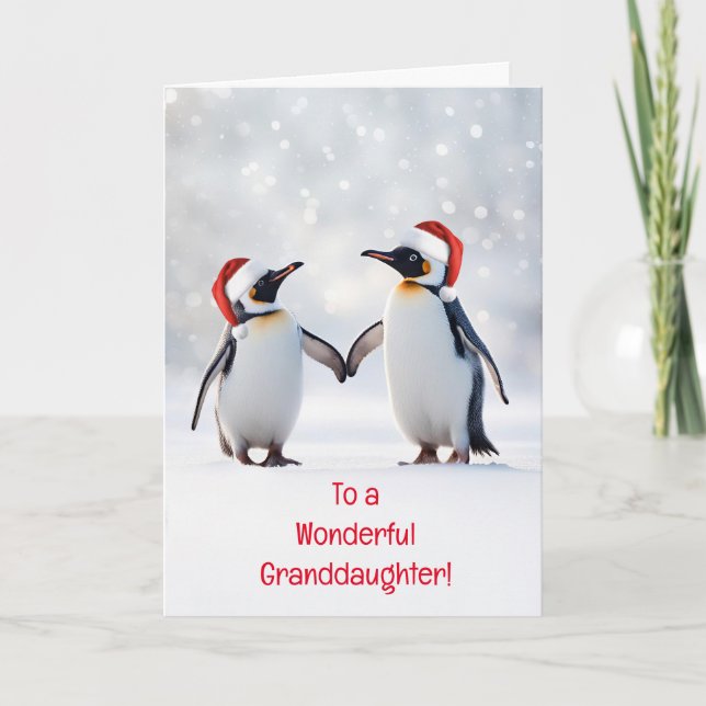 Carte Petite-fille Joyeuses Fêtes Noël Pingouins (Devant)