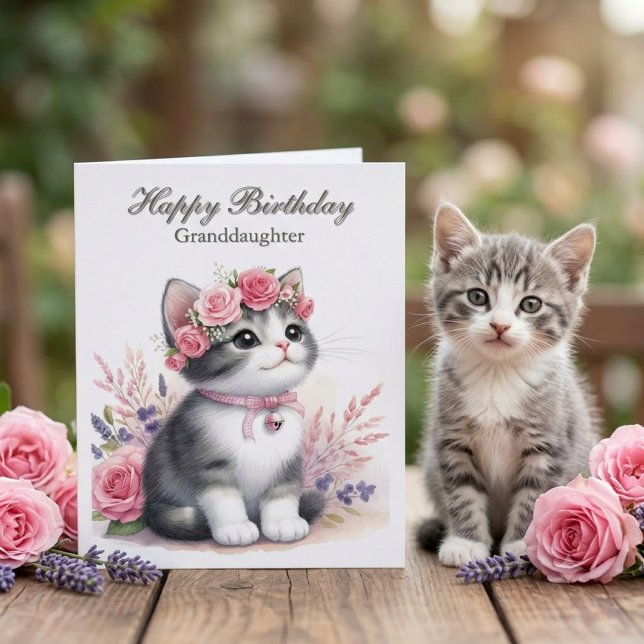 Carte Petite-fille Joyeux Anniversaire Adorable Chat (Créateur téléchargé)