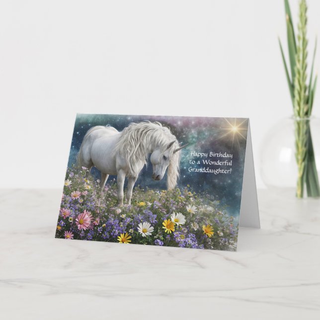 Carte Petite-fille Joyeux anniversaire belle licorne (Devant)
