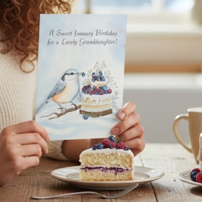 Carte Petite-fille Joyeux Anniversaire de Janvier Oiseau (Créateur téléchargé)