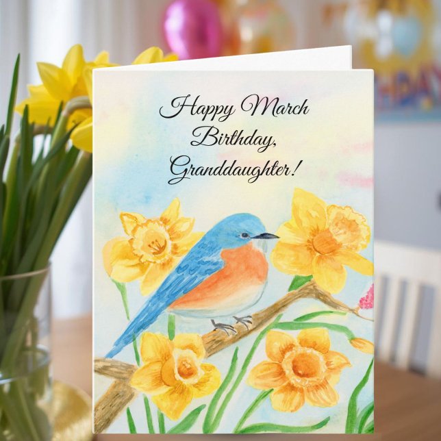 Carte Petite-fille Joyeux Anniversaire de Mars Oiseau Bl (Créateur téléchargé)