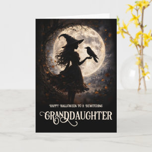 Carte Petite-fille Joyeux Halloween Sorcière Lune 
