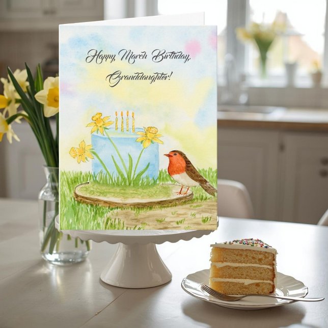 Carte Petite-fille Joyeux Mars Anniversaire Robin Jonqui (Créateur téléchargé)