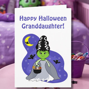 Carte Petite-fille Mariée de Frankenstein Halloween