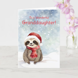 Carte Petite-fille mignonne Sloth Animal Christmas
