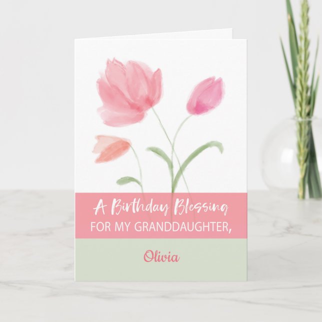 Carte Petite-fille Nom personnalisé Anniversaire religie (Devant)