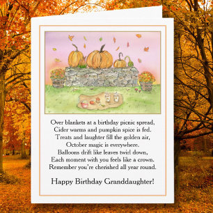 Carte Petite-fille Octobre Anniversaire avec pique-nique
