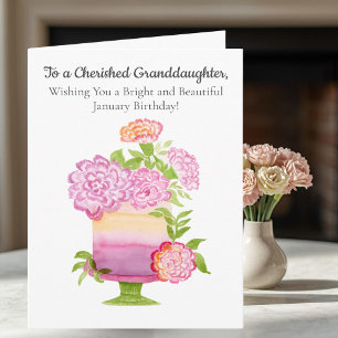 Carte Petite-fille Œillets Violets Anniversaire de Janvi
