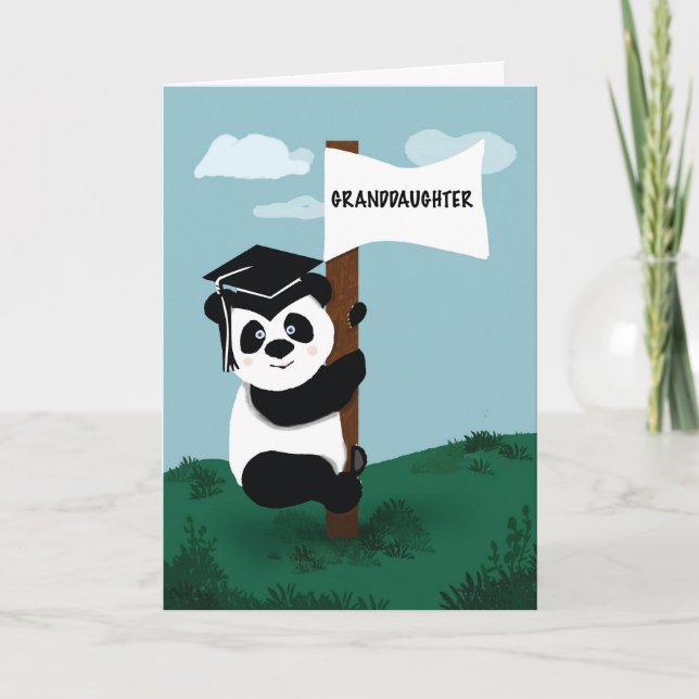 Carte Petite-fille Panda Escalade Pole (Devant)