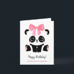 Carte Petite fille Panda mignonne Joyeux anniversaire<br><div class="desc">Petite fille Panda belle carte de voeux d'anniversaire. Ours de panda noir et blanc de style kawaii avec ruban rose. Texte personnalisé.</div>