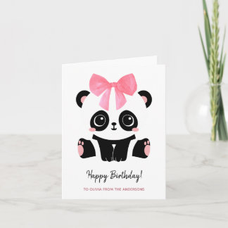 Carte Petite fille Panda mignonne Joyeux anniversaire