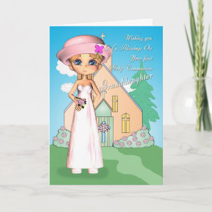 Carte Petite fille première communion sainte petite fill