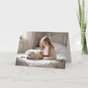 Carte Petite Fille Priant Avec Chien