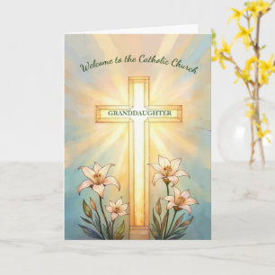 Carte Petite-fille RCIA Église catholique Croix & Lys